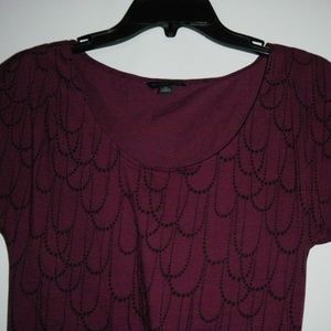 BANANA REPUBLIC Plum&Black Scoop Ruched Top XS
